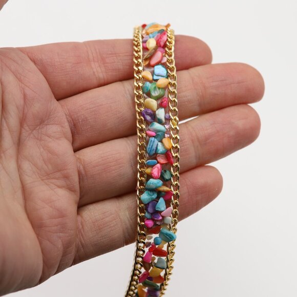 Pebbles Choker Necklace Adjustable fancy Chokers Multi Color stones  (#68) - Picture 5 of 12